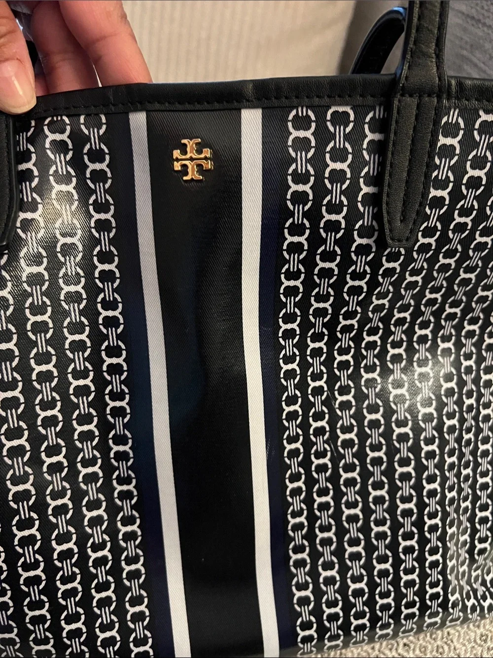 Tory Burch Black and White Patterned Tote